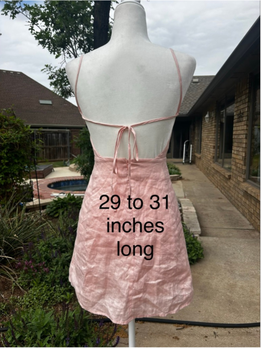 Capulet Pink Linen Open Back Mini Dress XS - Picture 4 of 11